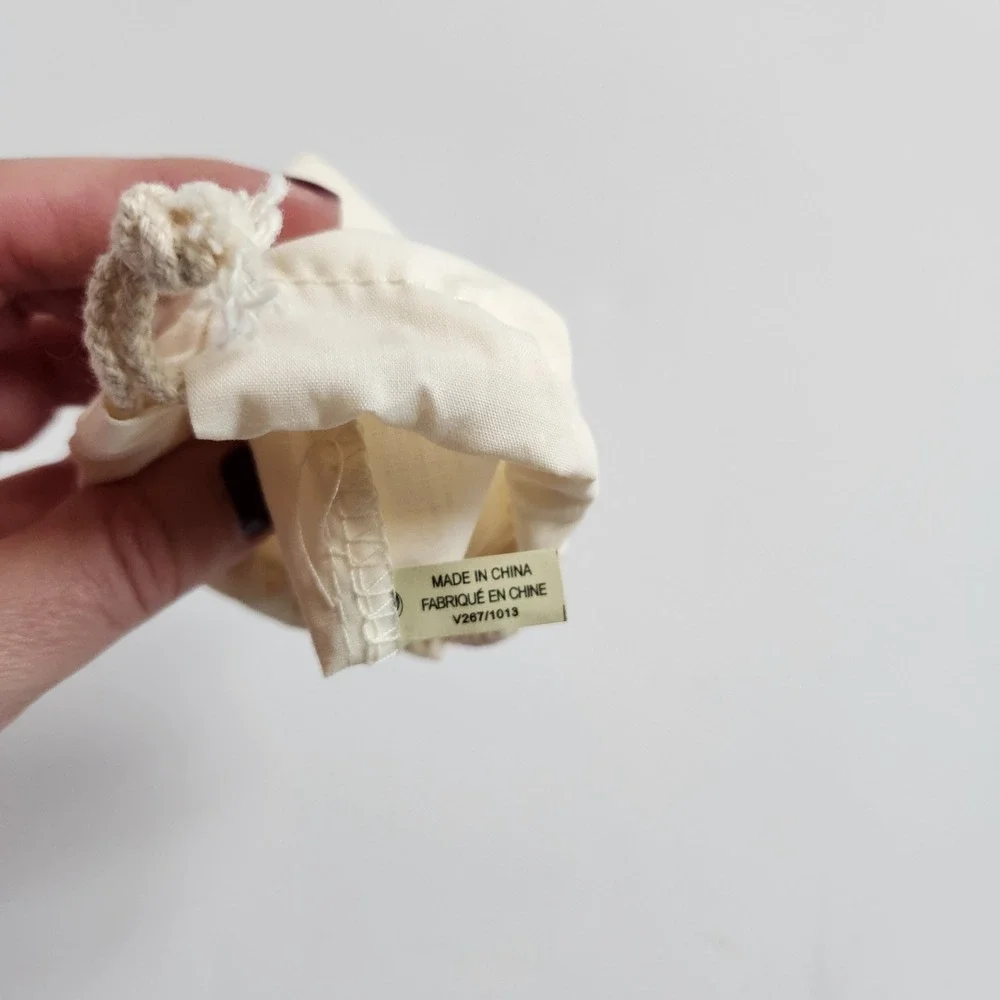 Authentic Fossil Jewelry Pouch Cream Cotton Drawstring‎ Bag